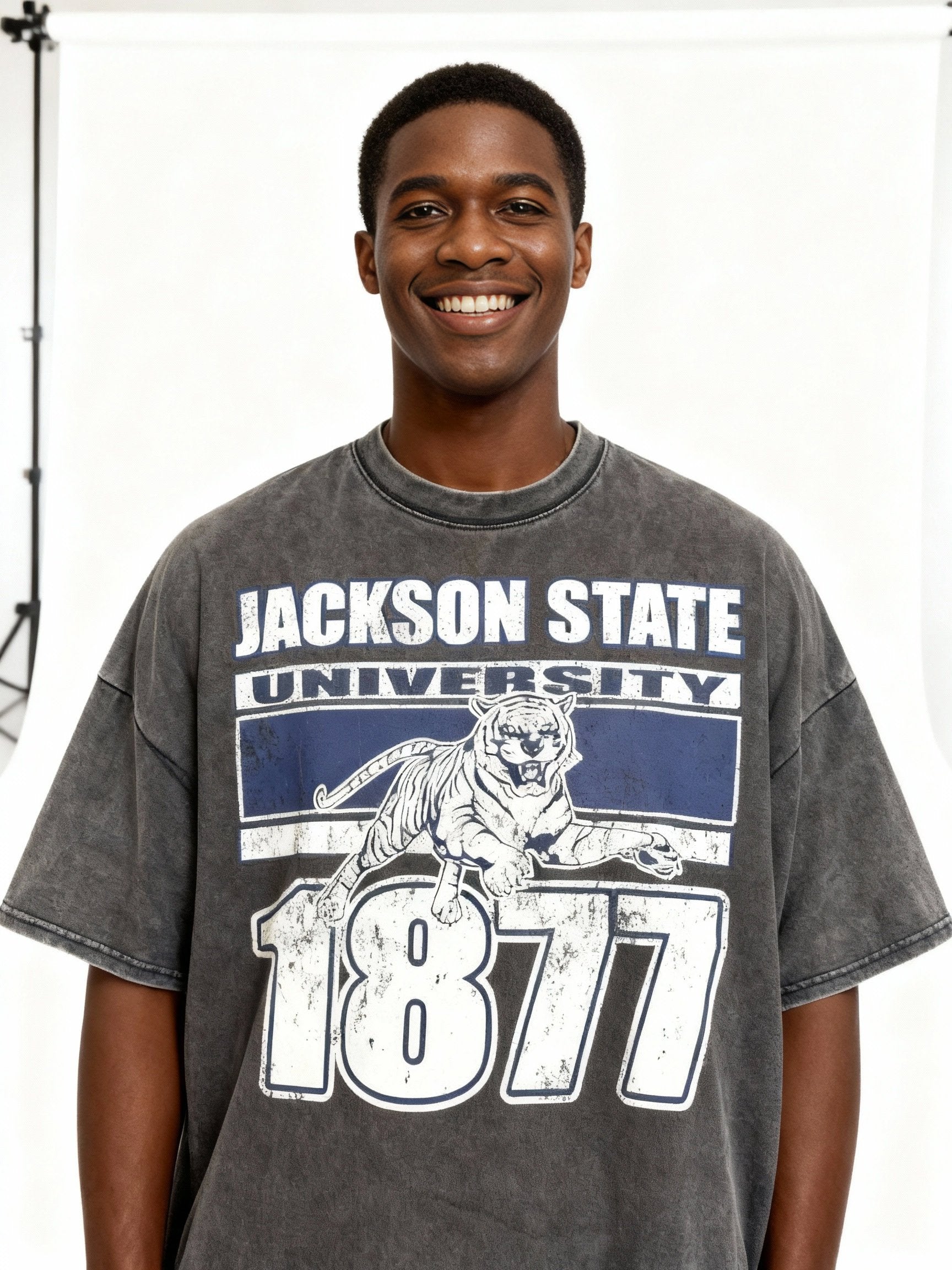 Jackson State University Oversized Acid Wash Box Tee Winters Industries
