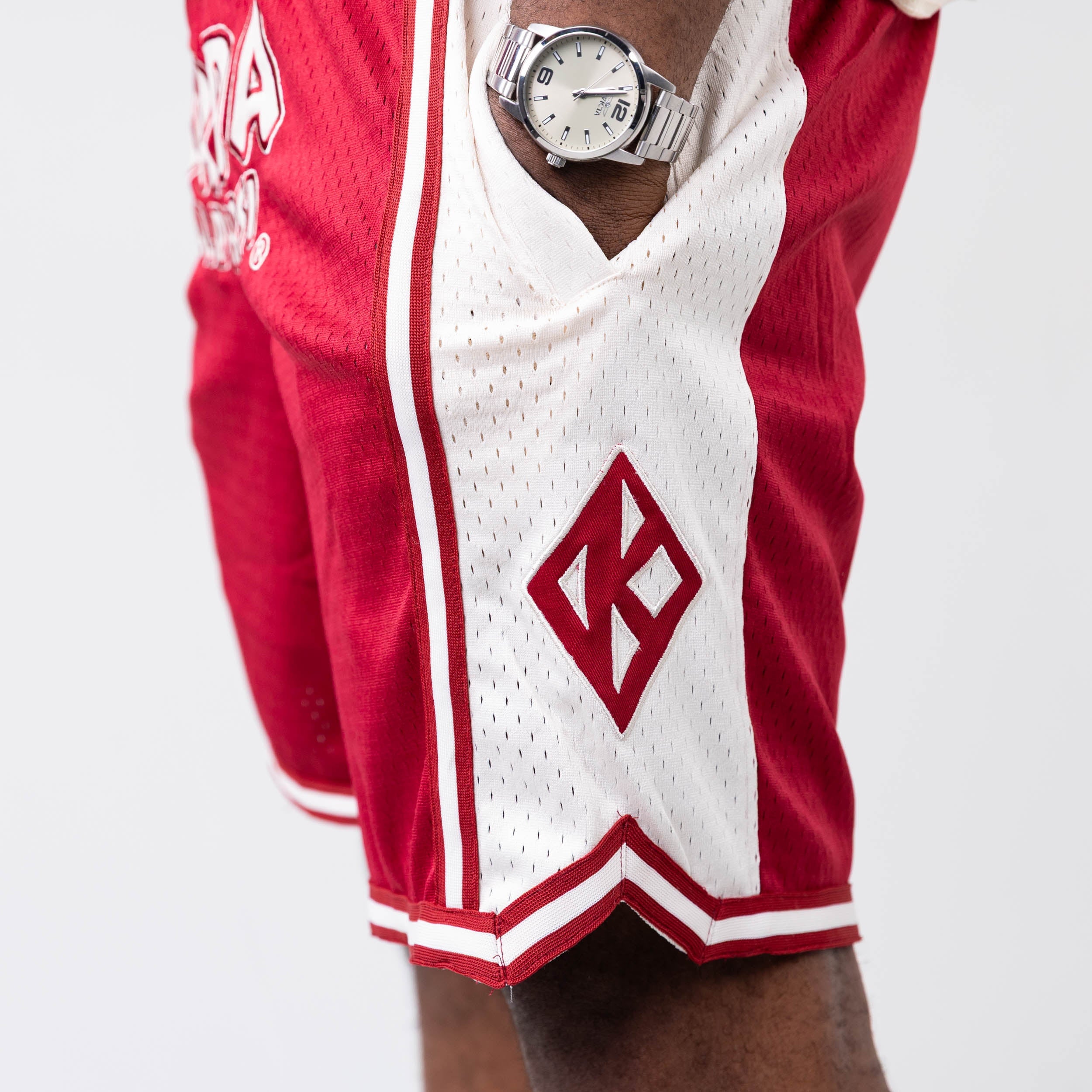 Kappa Alpha Psi Embroidered Crimson Shorts with Cream Stripes Shorts Winters Industries
