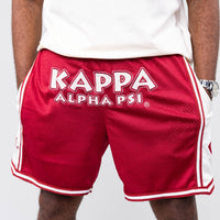 Kappa Alpha Psi Embroidered Crimson Shorts with Cream Stripes Shorts Winters Industries