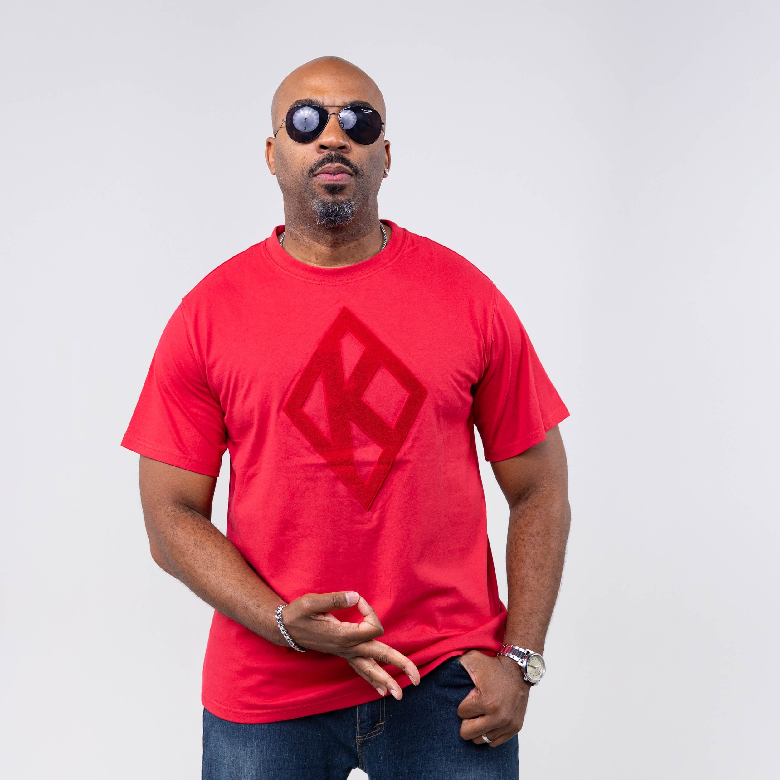 Kappa Alpha Psi Red on Red Diamond Brush Embroidery Tee Winters Industries