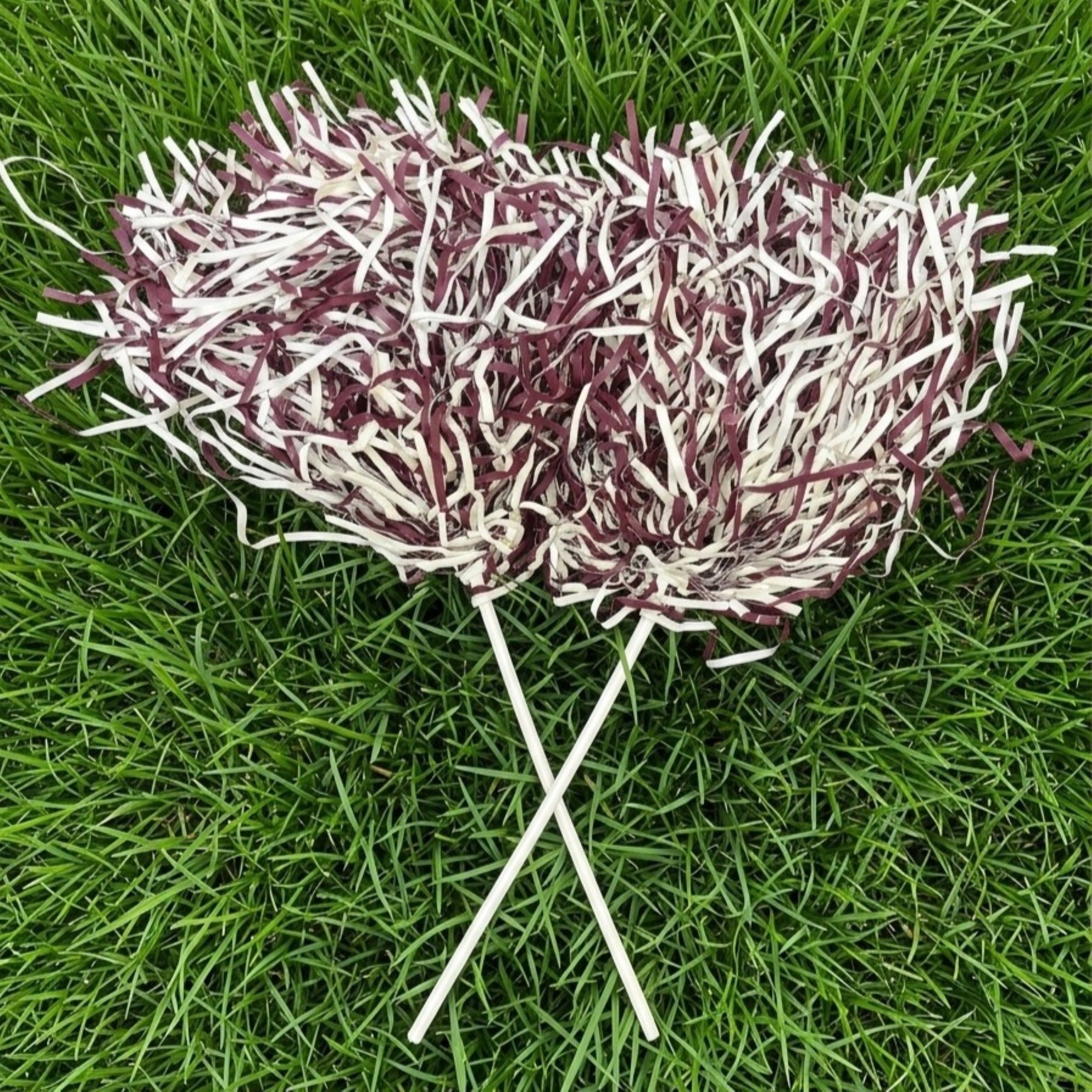 Maroon and White Game Day Pom Poms