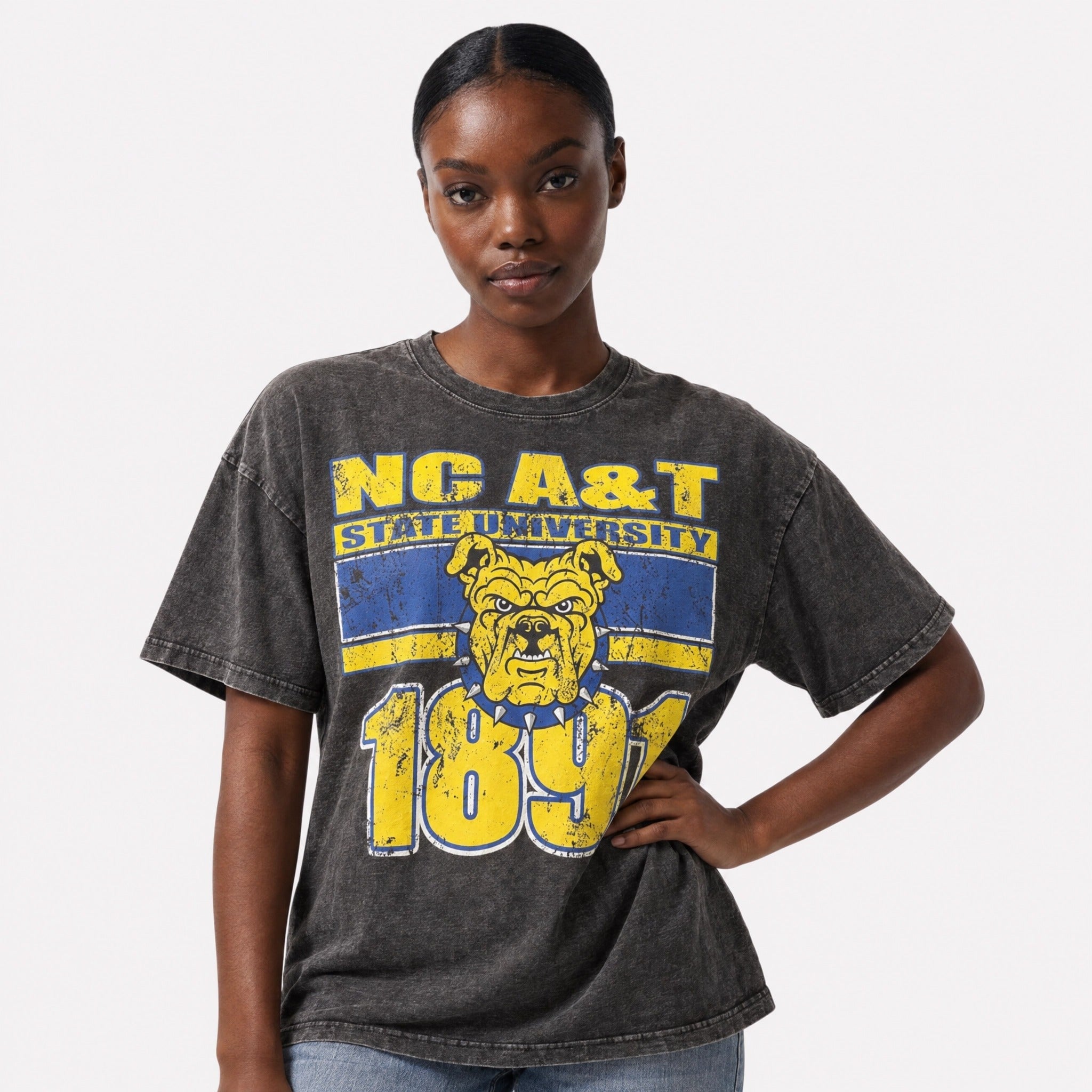 North Carolina A&T State University (NCAT) Acid Wash Box Tee Winters Industries