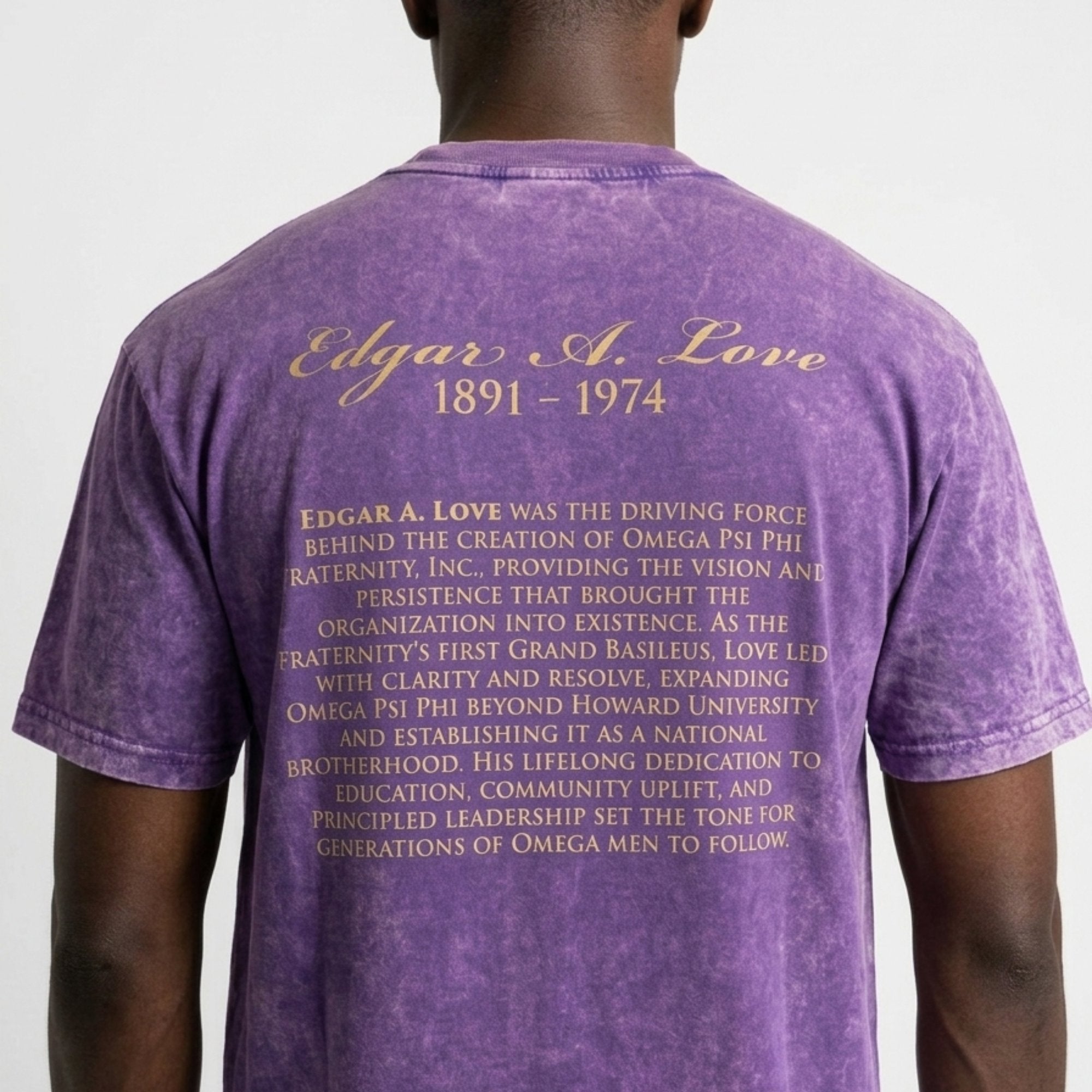 Omega Psi Phi Edgar Love Bishop Acid Wash Tee Purple Winters Industries