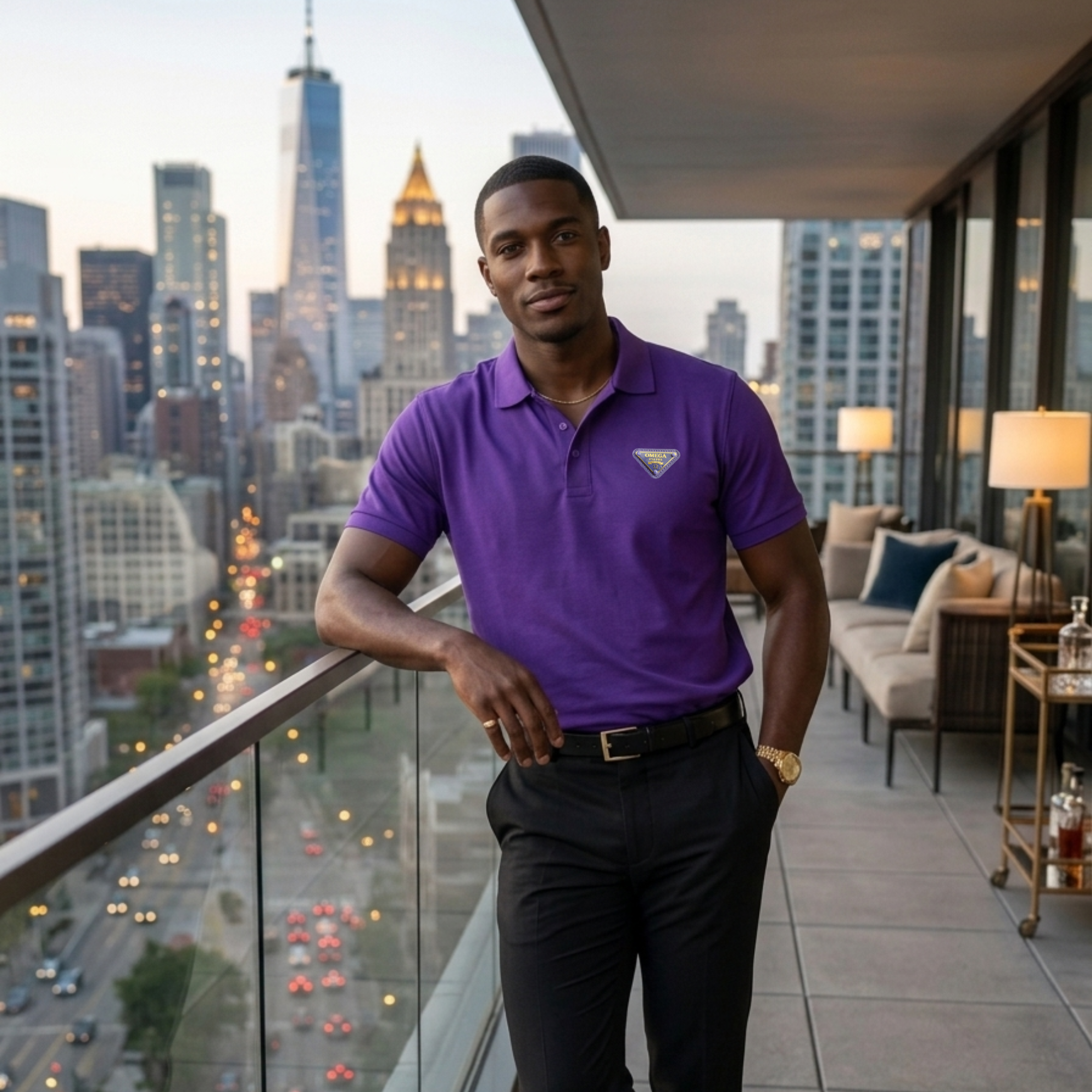 Omega Psi Phi Designer Emblem Polo