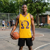 Omega Psi Phi Embroidered Basketball Jersey Gold Winters Industries