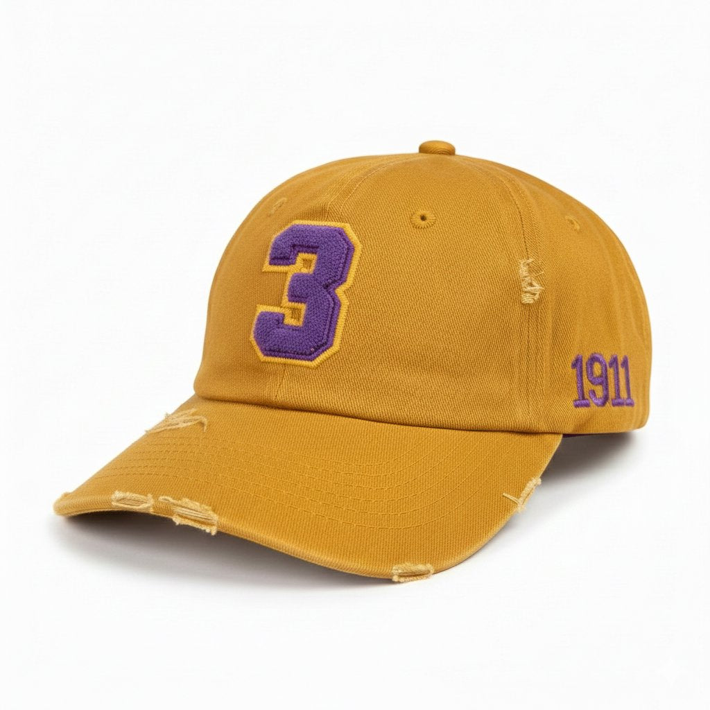 Omega Psi Phi Gold Chenille Cap with Line Number Winters Industries by Fully Promoted Mesquite
