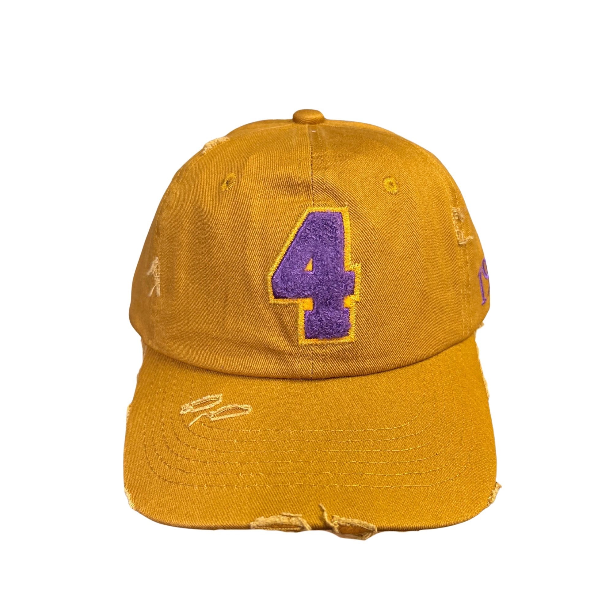Omega Psi Phi Gold Chenille Cap with Line Number Winters Industries by Fully Promoted Mesquite NUMBER 4