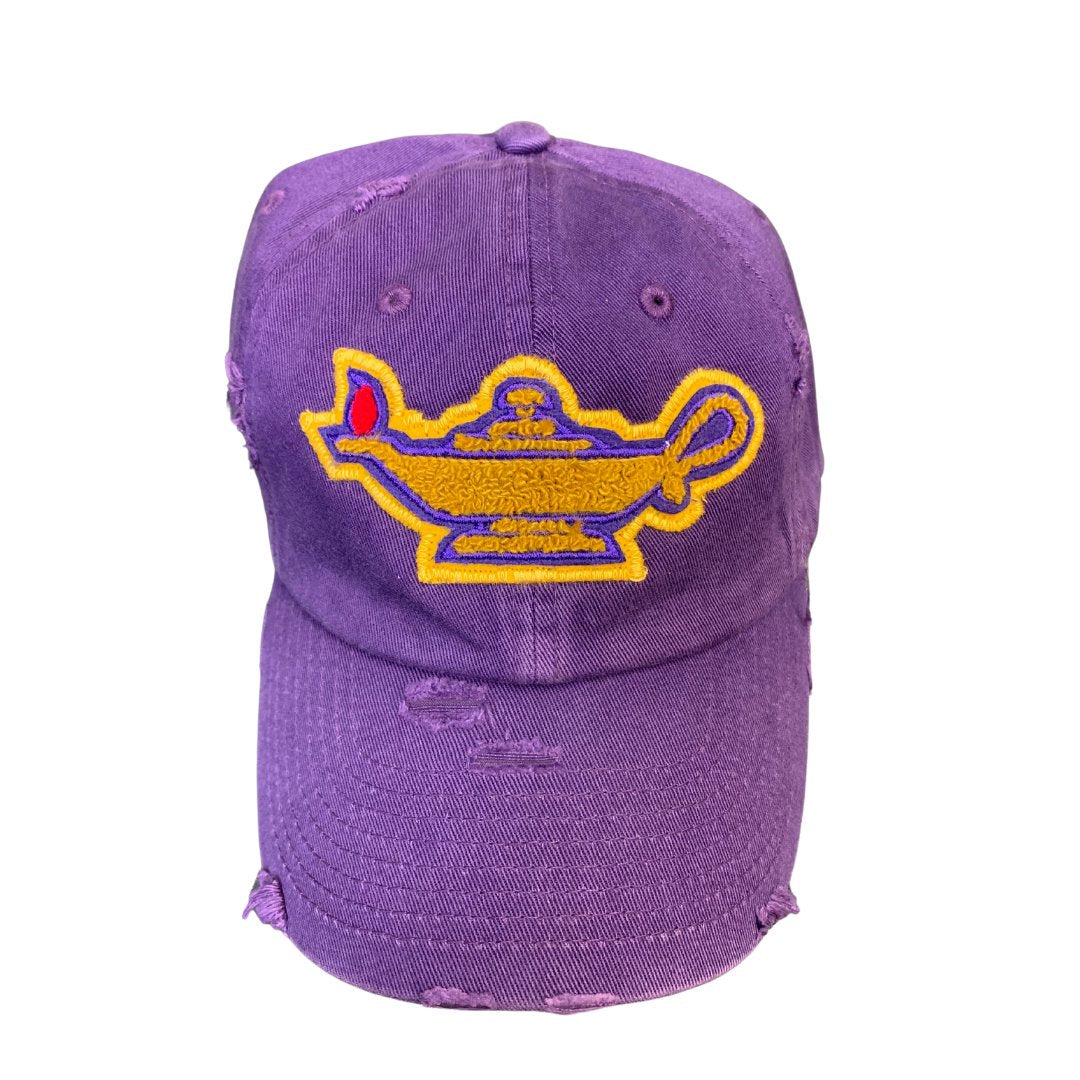 Omega Psi Phi 'Lamp' - 'Omega' Symbol Chenille Cap Winters Industries by Fully Promoted Mesquite Lamp Purple