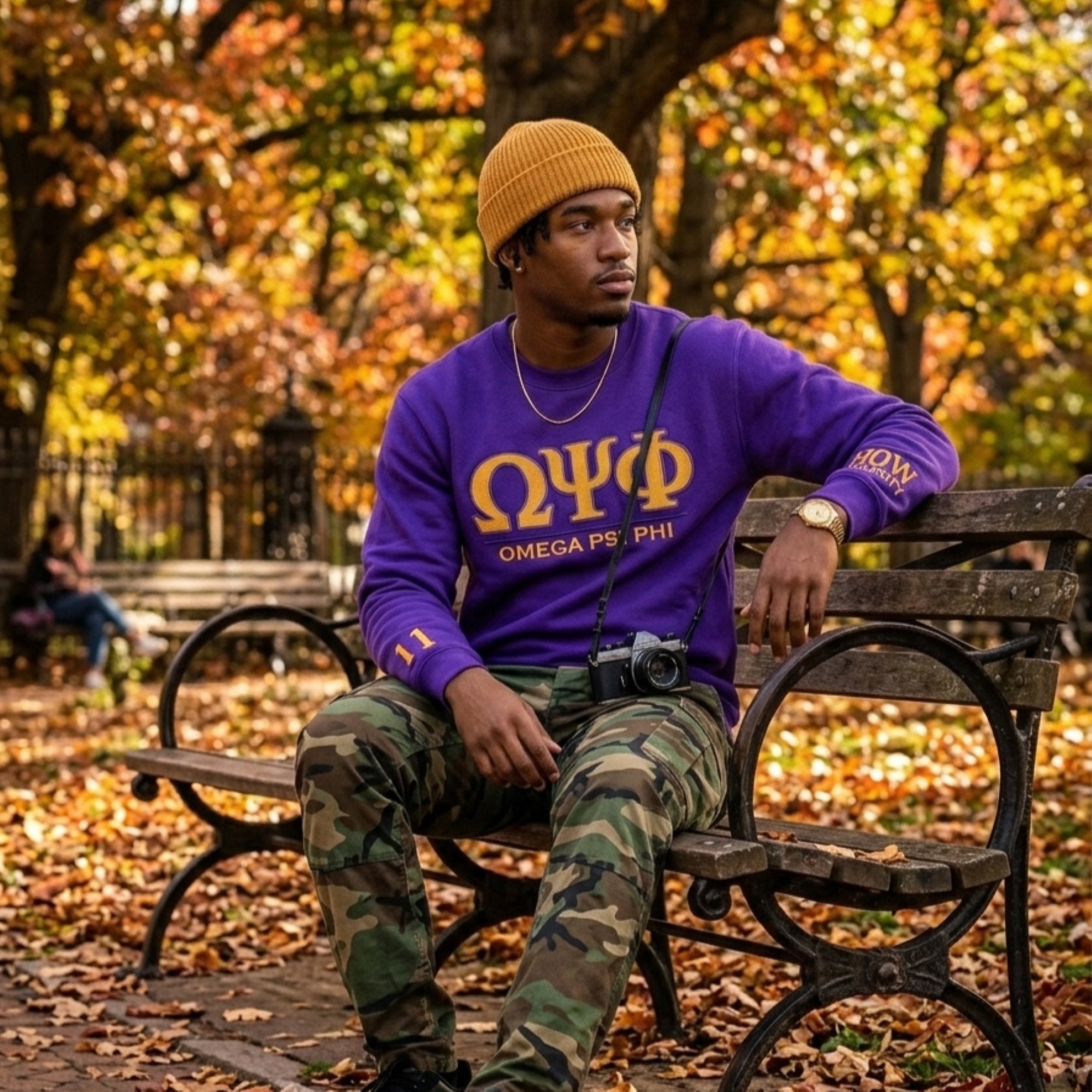 Omega Psi Phi Letters Embroidered Patch Sweatshirt Winters Industries