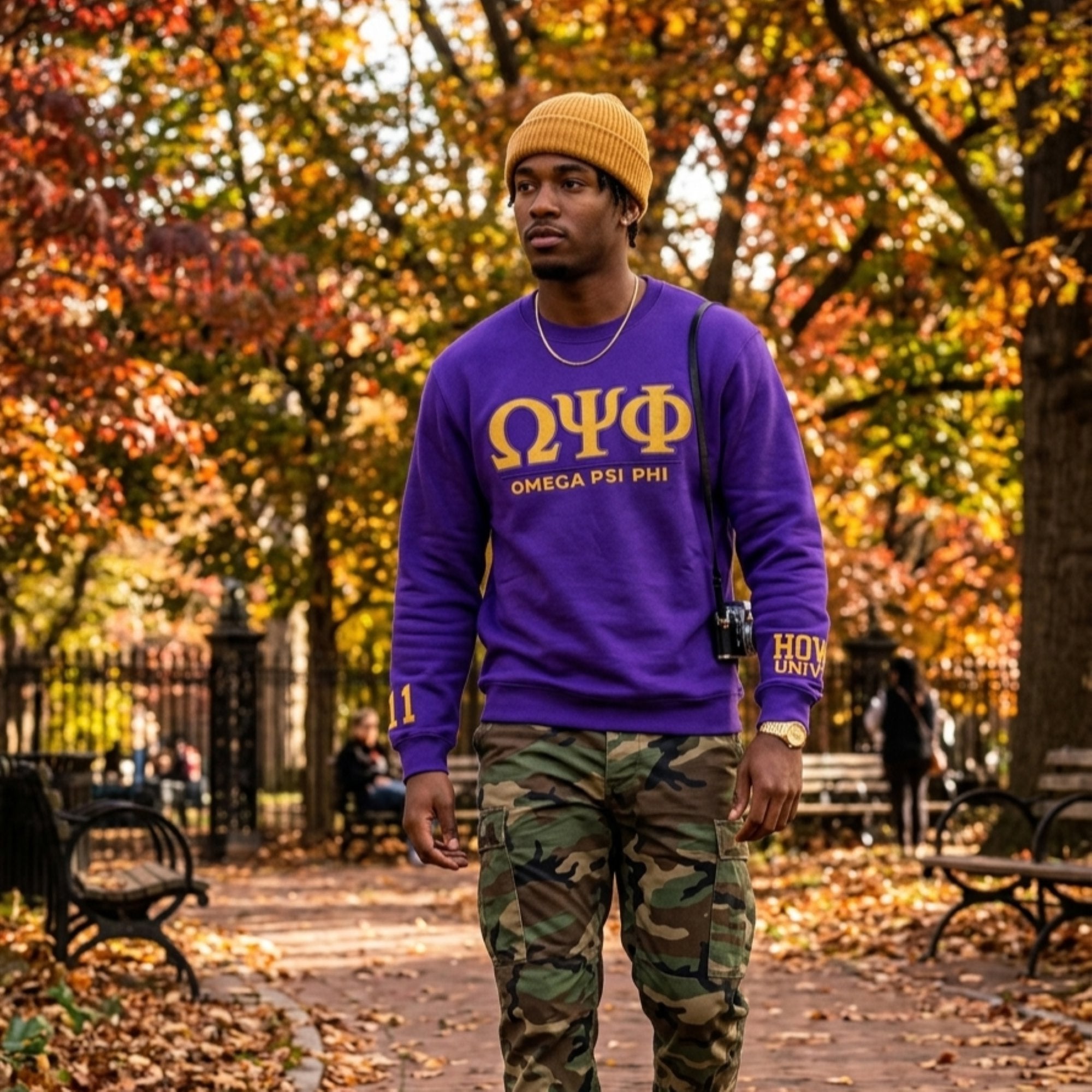 Omega Psi Phi Letters Embroidered Patch Sweatshirt Winters Industries