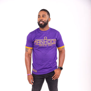Omega Psi Phi "MANHOOD" Embroidered Tee Purple