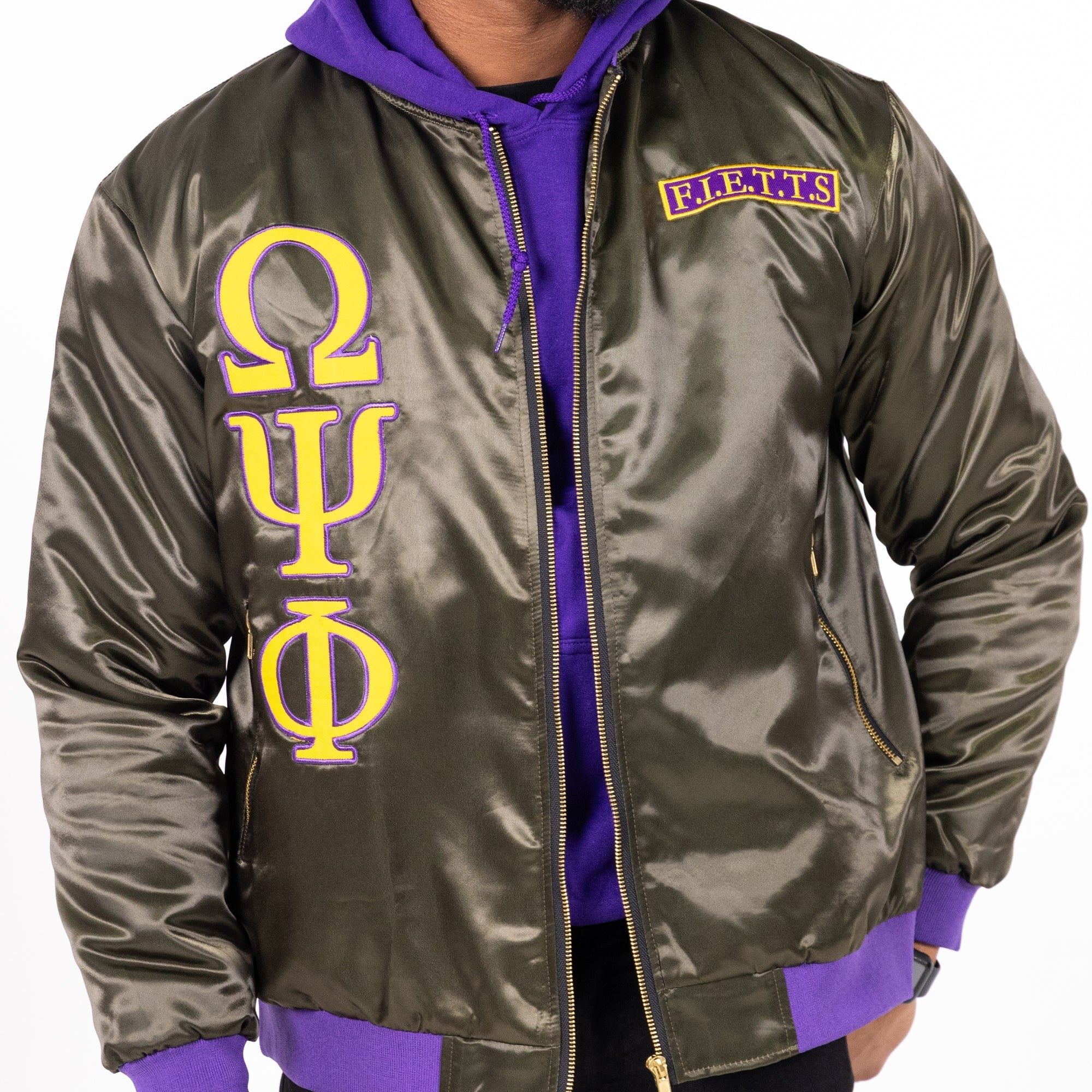Omega Psi Phi Olive Green Bomber Jacket Winters Industries