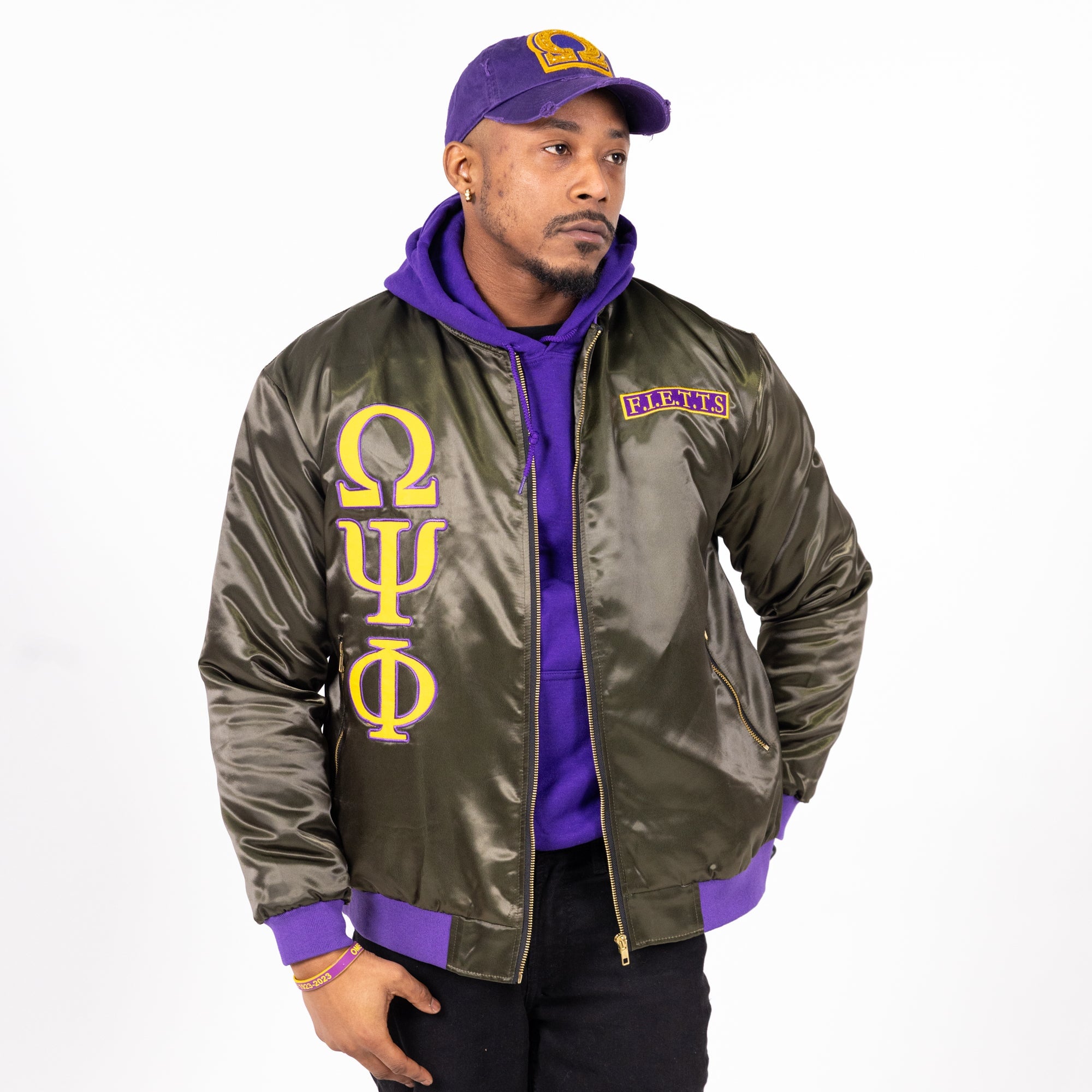 Omega Psi Phi Olive Green Bomber Jacket Winters Industries