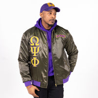 Omega Psi Phi Olive Green Bomber Jacket Winters Industries