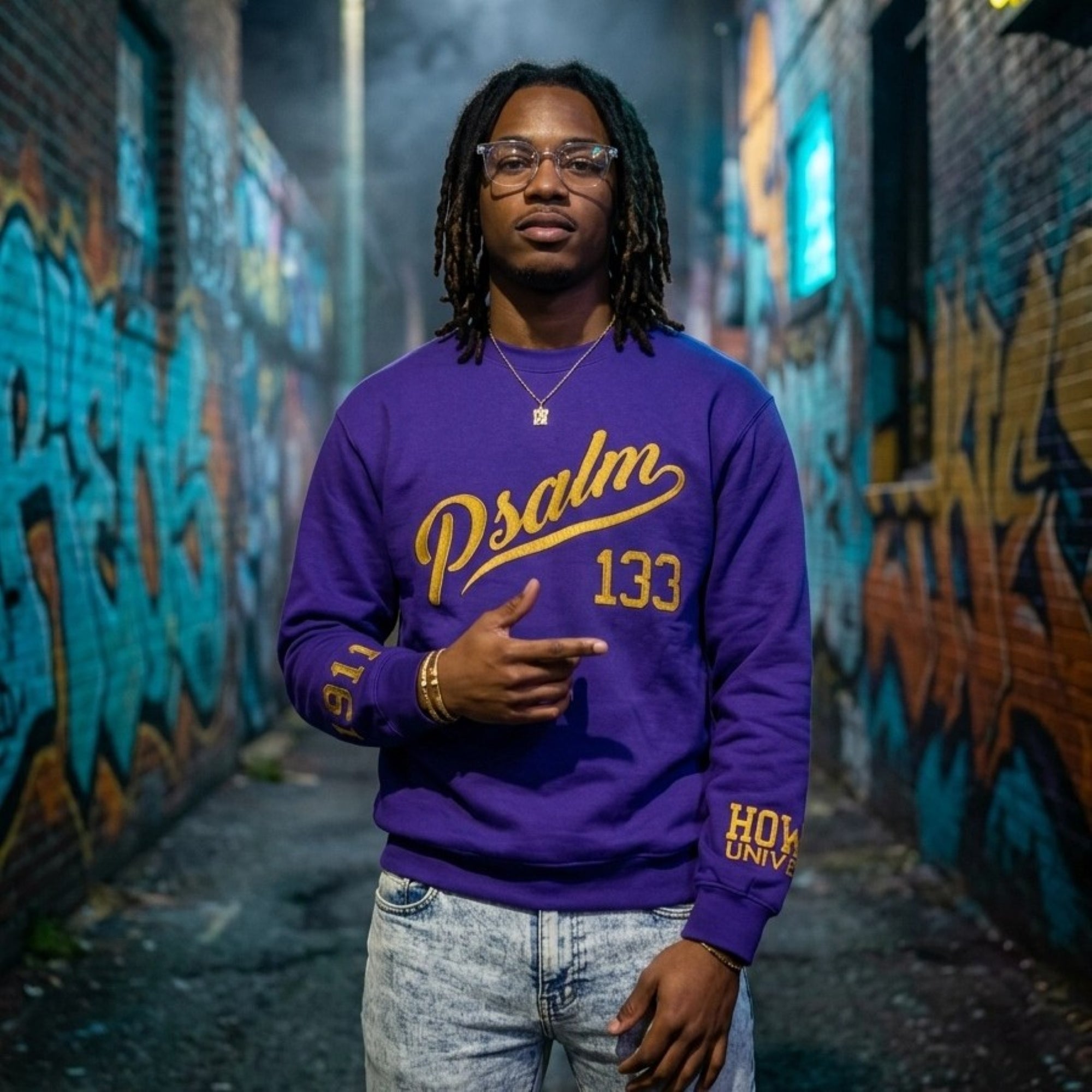 Omega Psi Phi Psalm 133 Embroidered Patch Sweatshirt Winters Industries