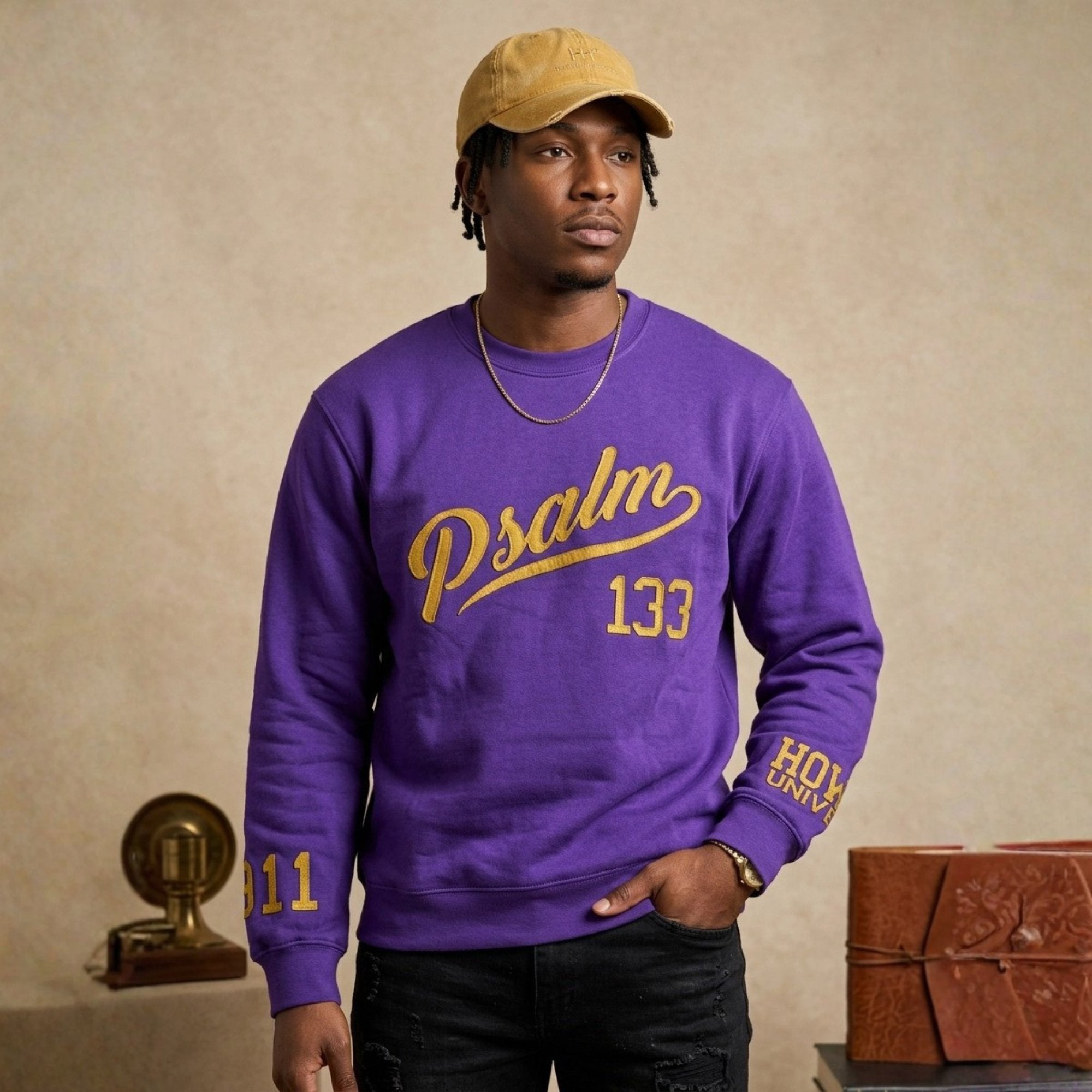 Omega Psi Phi Psalm 133 Embroidered Patch Sweatshirt Winters Industries