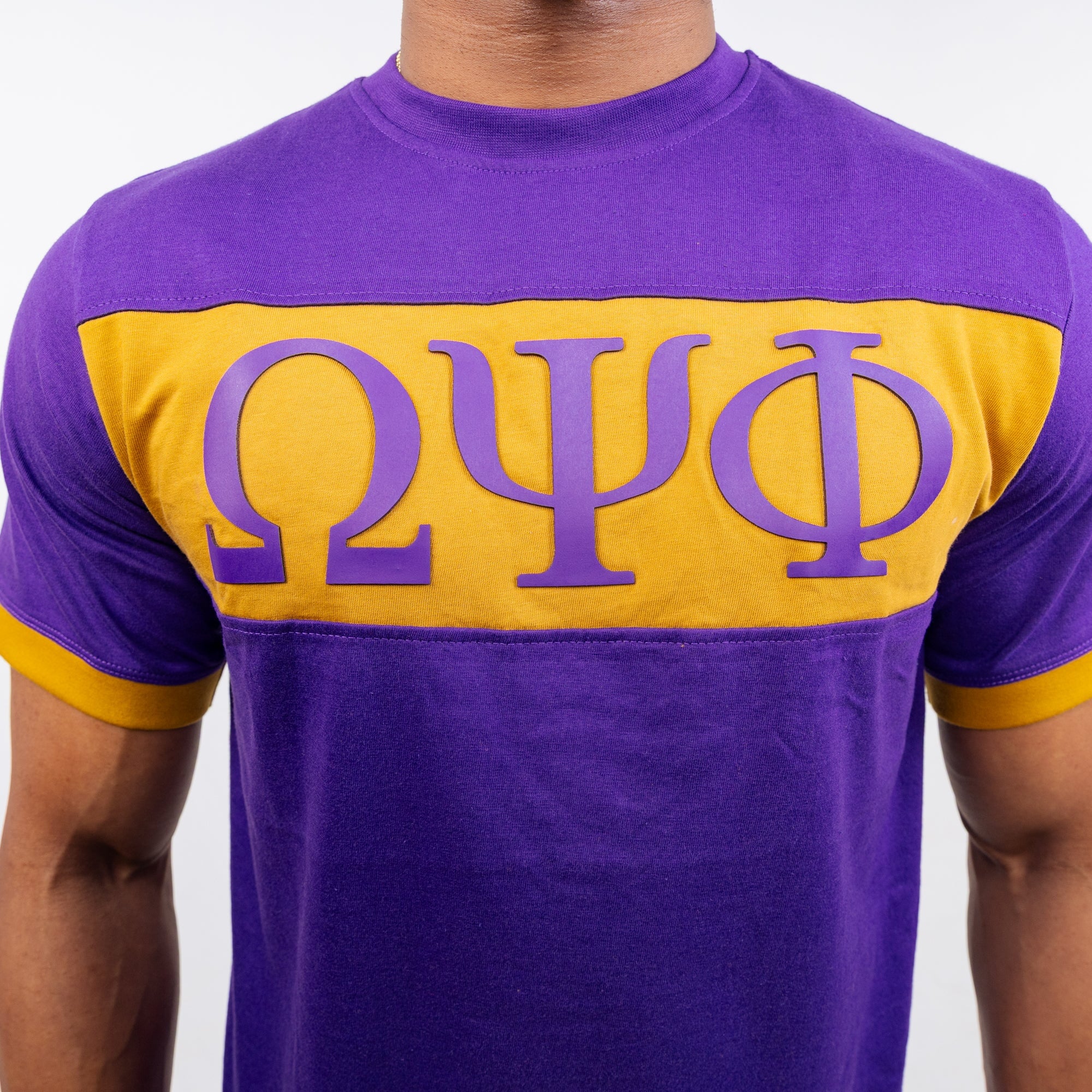 Omega Psi Phi Purple and Gold Color Block Short Set Winters Industries