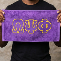 Omega Psi Phi Purple Hand Towel Winters Industries Purple Distressed Letters