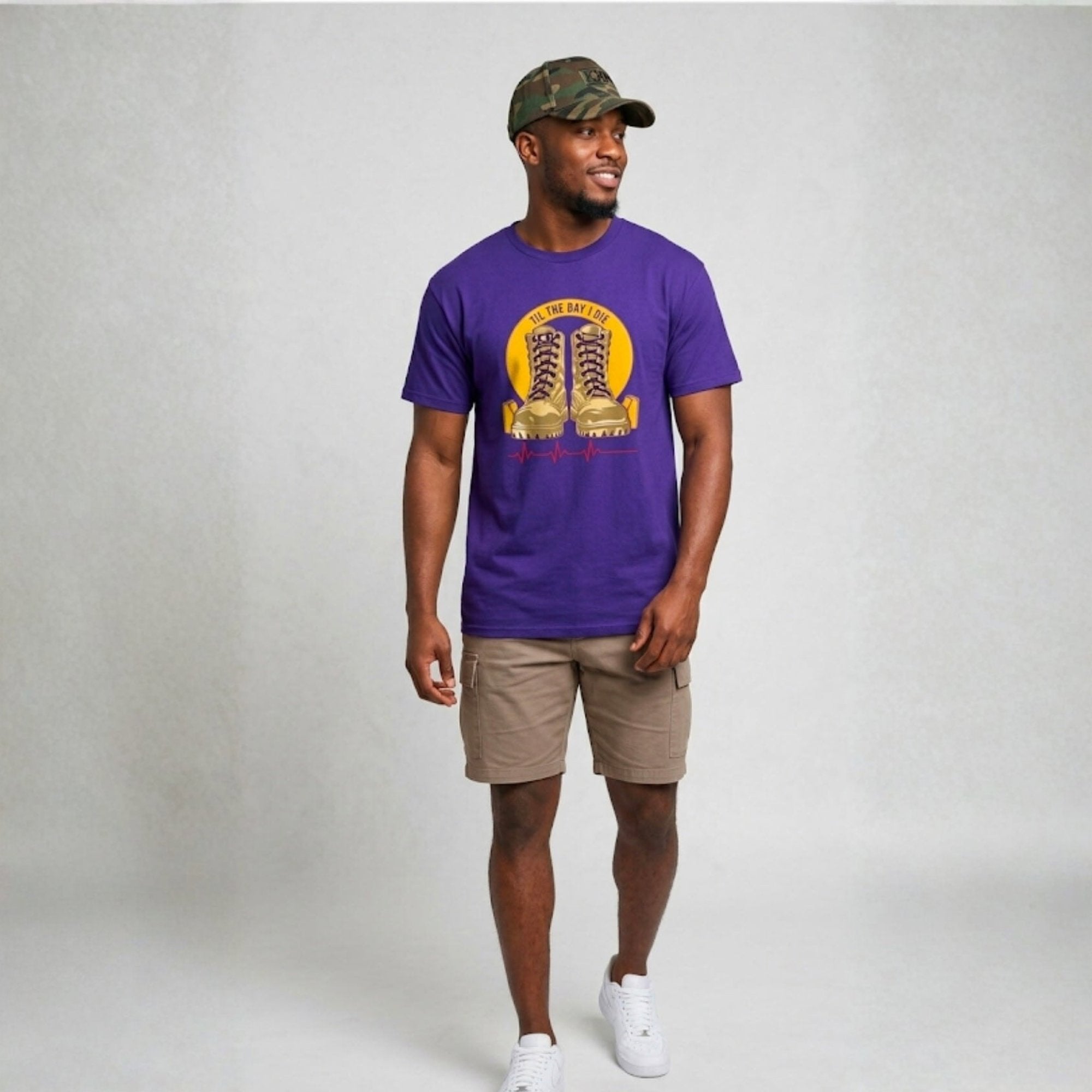 Omega Psi Phi 'Til The Day I Die Tee with "Gold Boots" and Purple Strings PURPLE Winters Industries