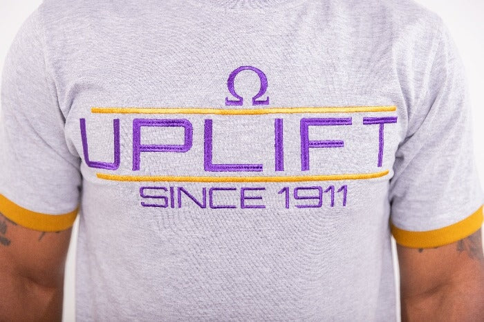 Omega Psi Phi "UPLIFT" Embroidered Tee Gray