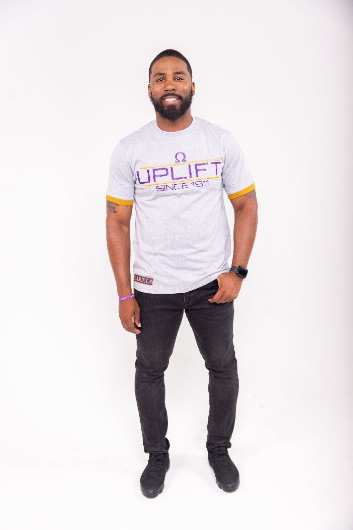 Omega Psi Phi "UPLIFT" Embroidered Tee Gray