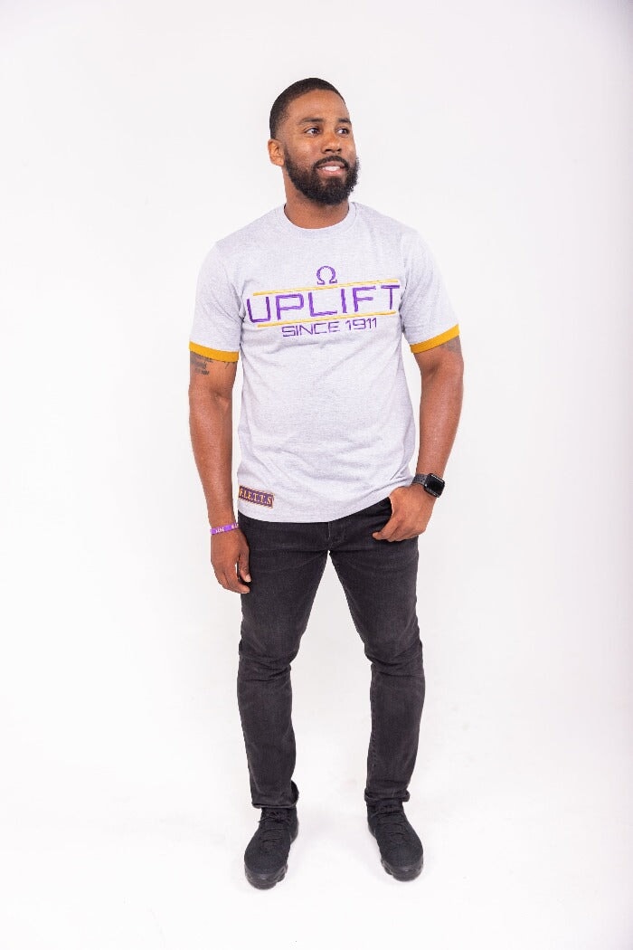 Omega Psi Phi "UPLIFT" Embroidered Tee Gray