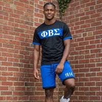 Phi Beta Sigma Black and Blue Color Block Short Set Winters Industries