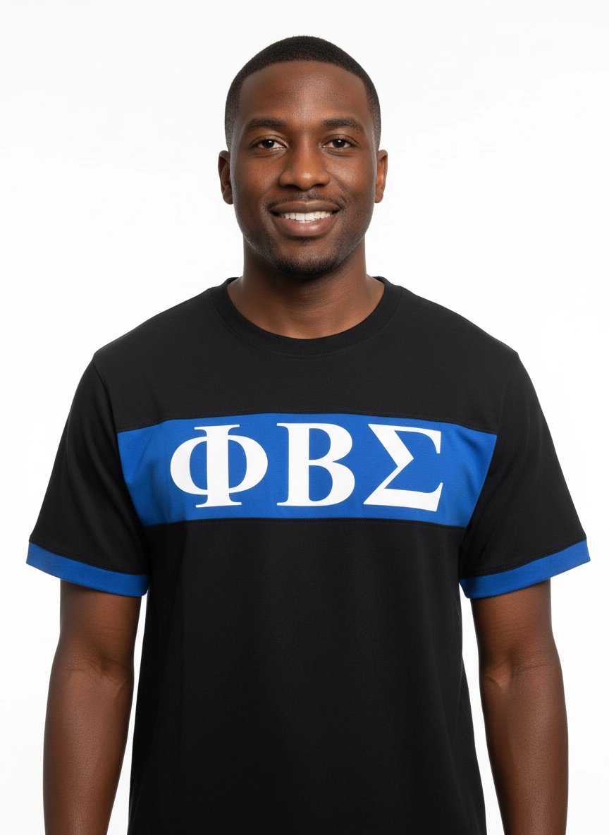 Phi Beta Sigma Blue and Black Color Block Tee (TOP ONLY) Winters Industries
