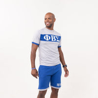 Phi Beta Sigma Blue and Gray Color Block Short Set Winters Industries