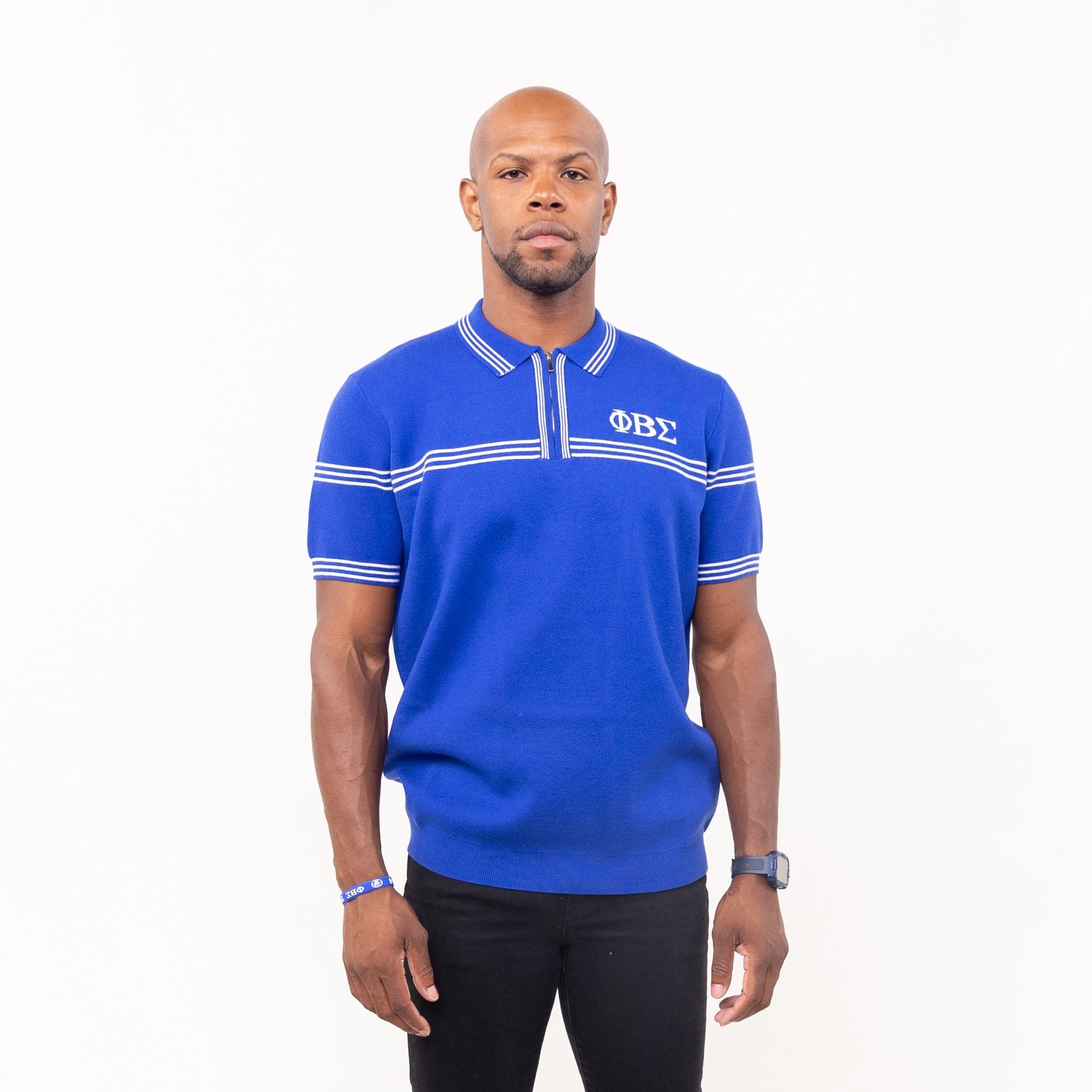 Phi Beta Sigma Knitted Polo Blue Winters Industries