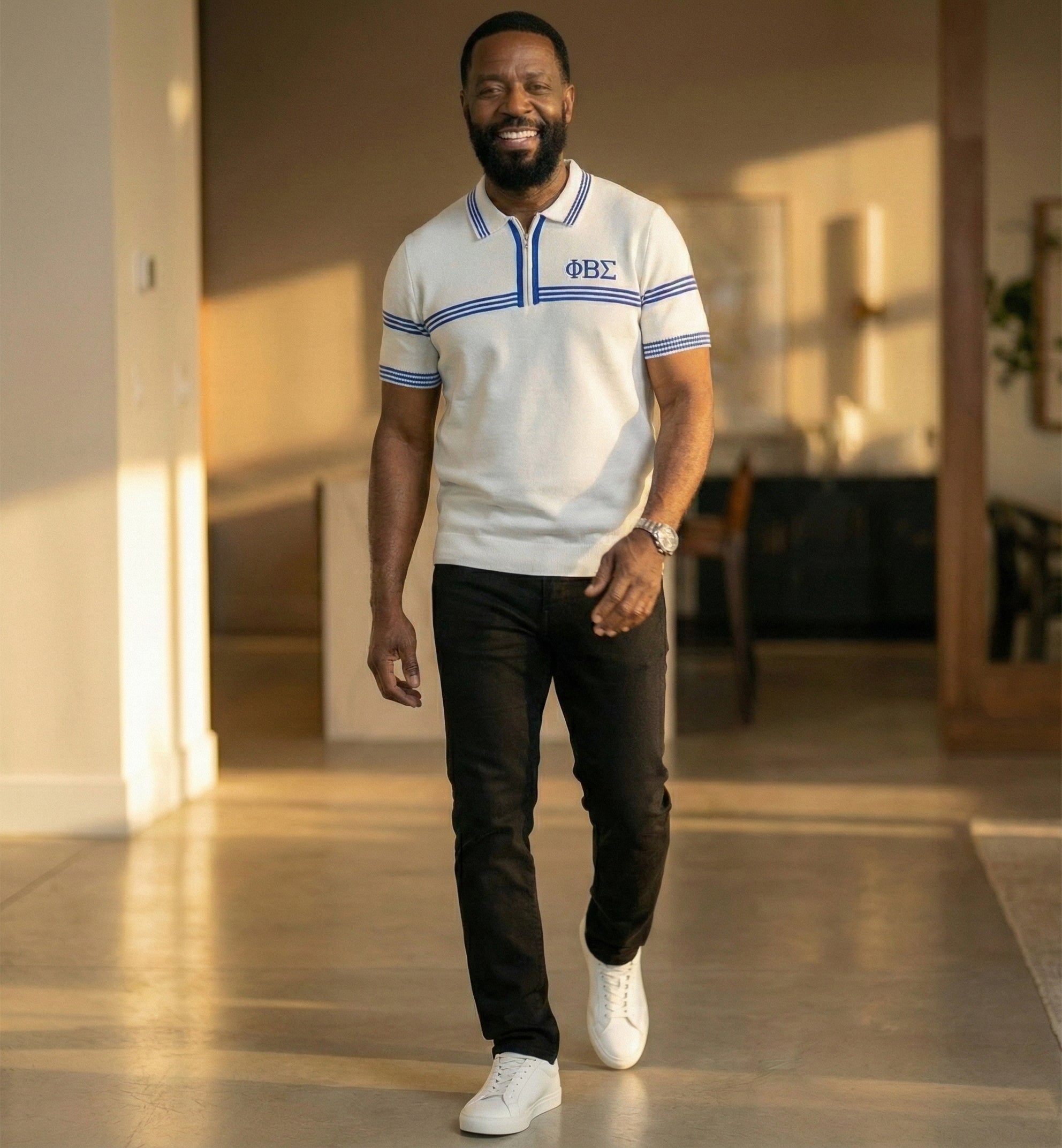 Phi Beta Sigma Knitted Polo White Winters Industries