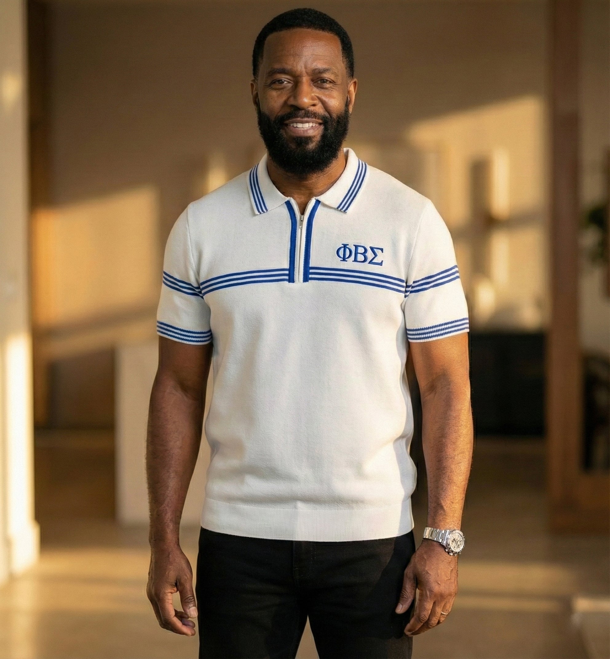 Phi Beta Sigma Knitted Polo White Winters Industries
