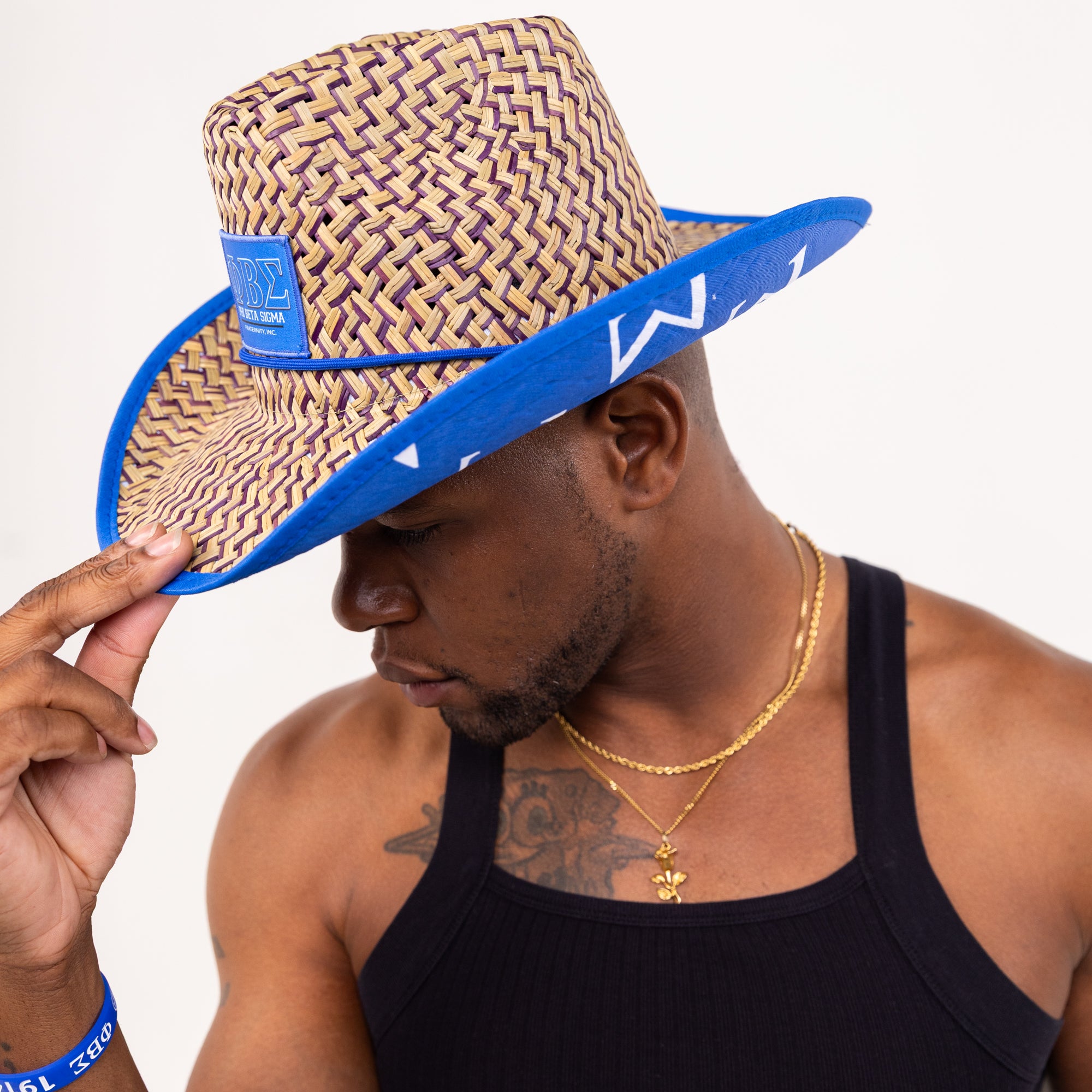 Phi Beta Sigma Straw Cowboy Hat with Strap