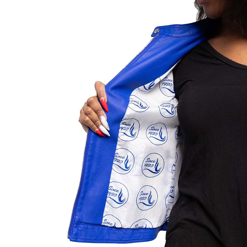 PU Leather Embroidered Zeta Phi Beta Jacket
