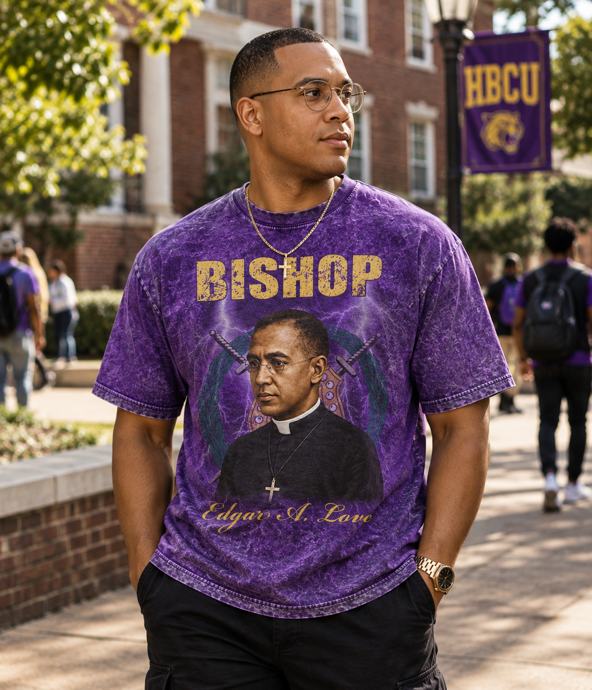 Omega Psi Phi Bishop Acid Wash Tee Purple