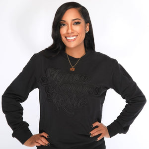 Sigma Gamma Rho Black on Black crewneck sweater Winters Industries