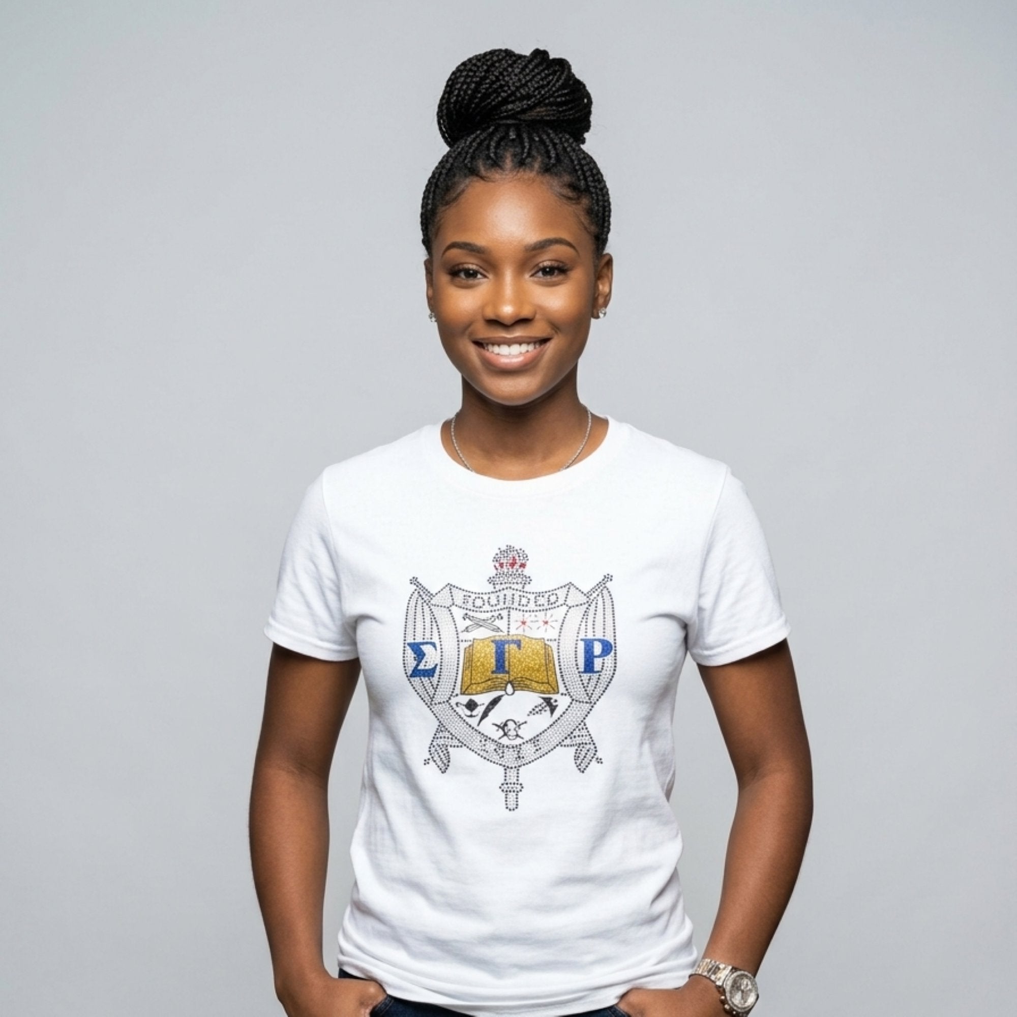 Sigma Gamma Rho Bling Shield Tee Winters Industries S T-Shirt White