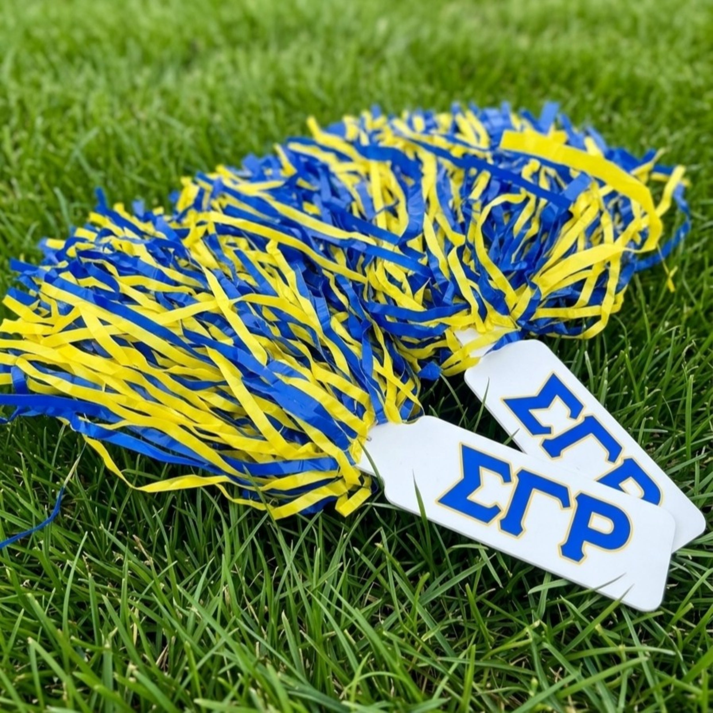 Sigma Gamma Rho Blue and Gold Game Day Pom Poms