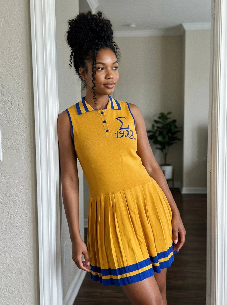 Sigma Gamma Rho Gold and Blue Tennis Dress Winters Industries