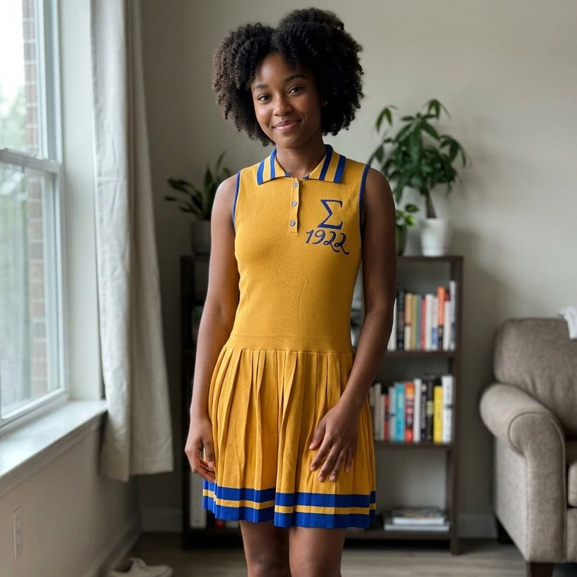 Sigma Gamma Rho Gold and Blue Tennis Dress Winters Industries