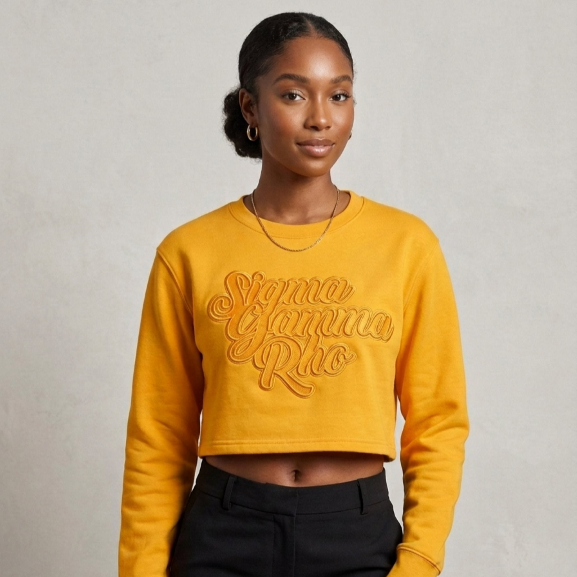 Sigma Gamma Rho Gold on Gold Cropped Crewneck Sweater Winters Industries