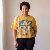 Sigma Gamma Rho "Greater Service, Greater Progress" Oversized Acid Wash Box Tee Gold Winters Industries