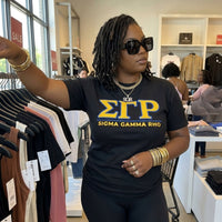 Sigma Gamma Rho Letters Embroidered Patch Tee Black Winters Industries