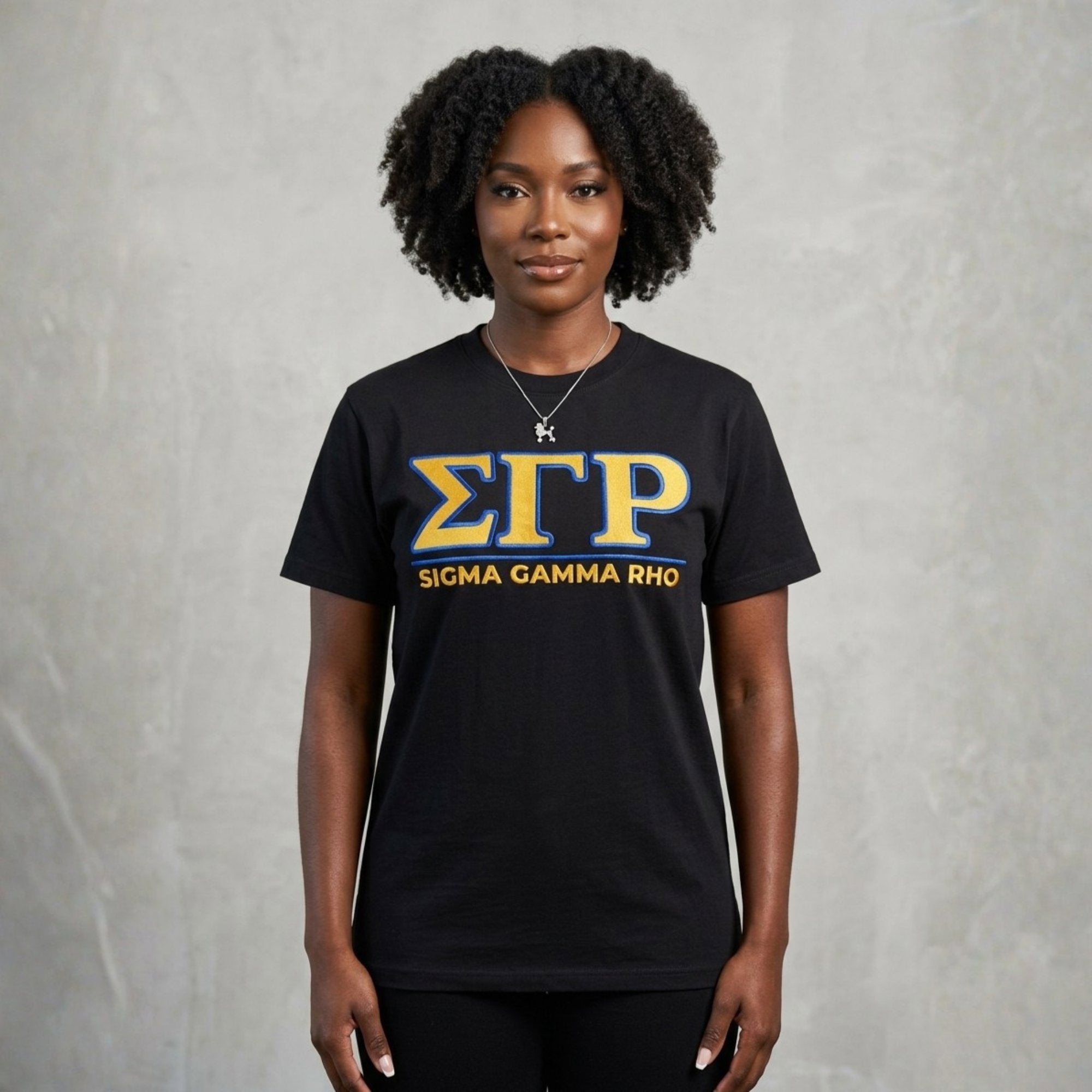 Sigma Gamma Rho Letters Embroidered Patch Tee Black Winters Industries