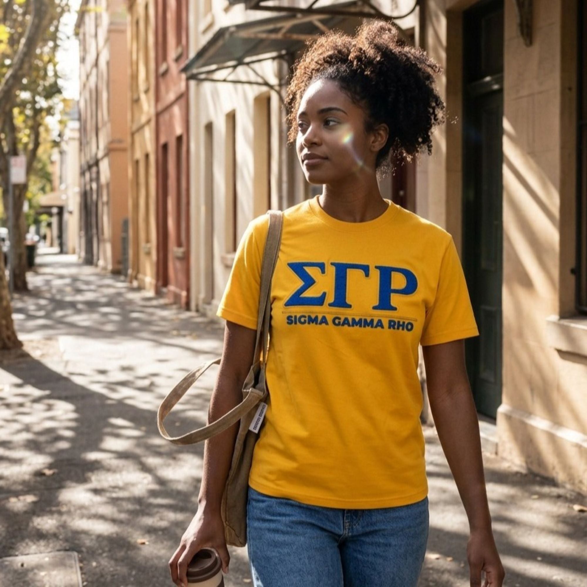 Sigma Gamma Rho Letters Embroidered Patch Tee Gold Winters Industries