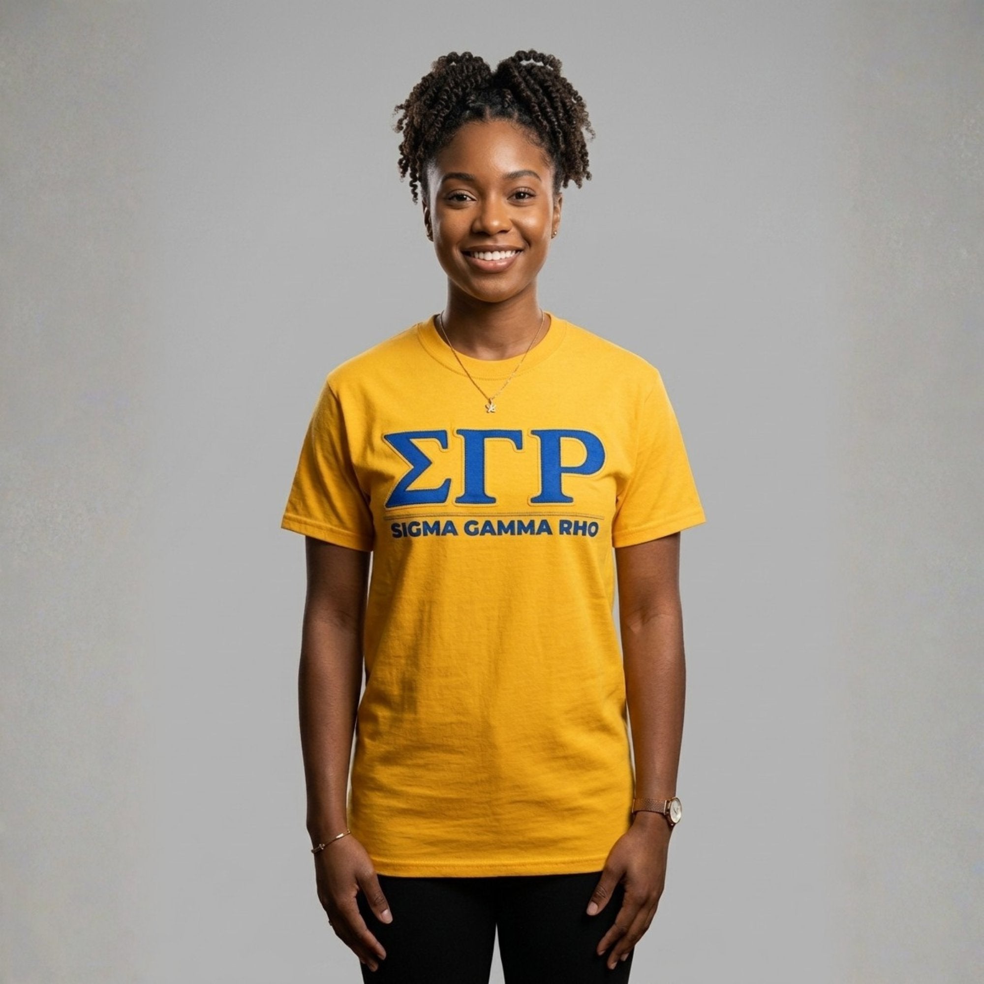 Sigma Gamma Rho Letters Embroidered Patch Tee Gold Winters Industries