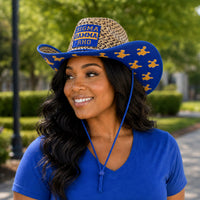 Sigma Gamma Rho Straw Cowboy Hat with Strap Winters Industries