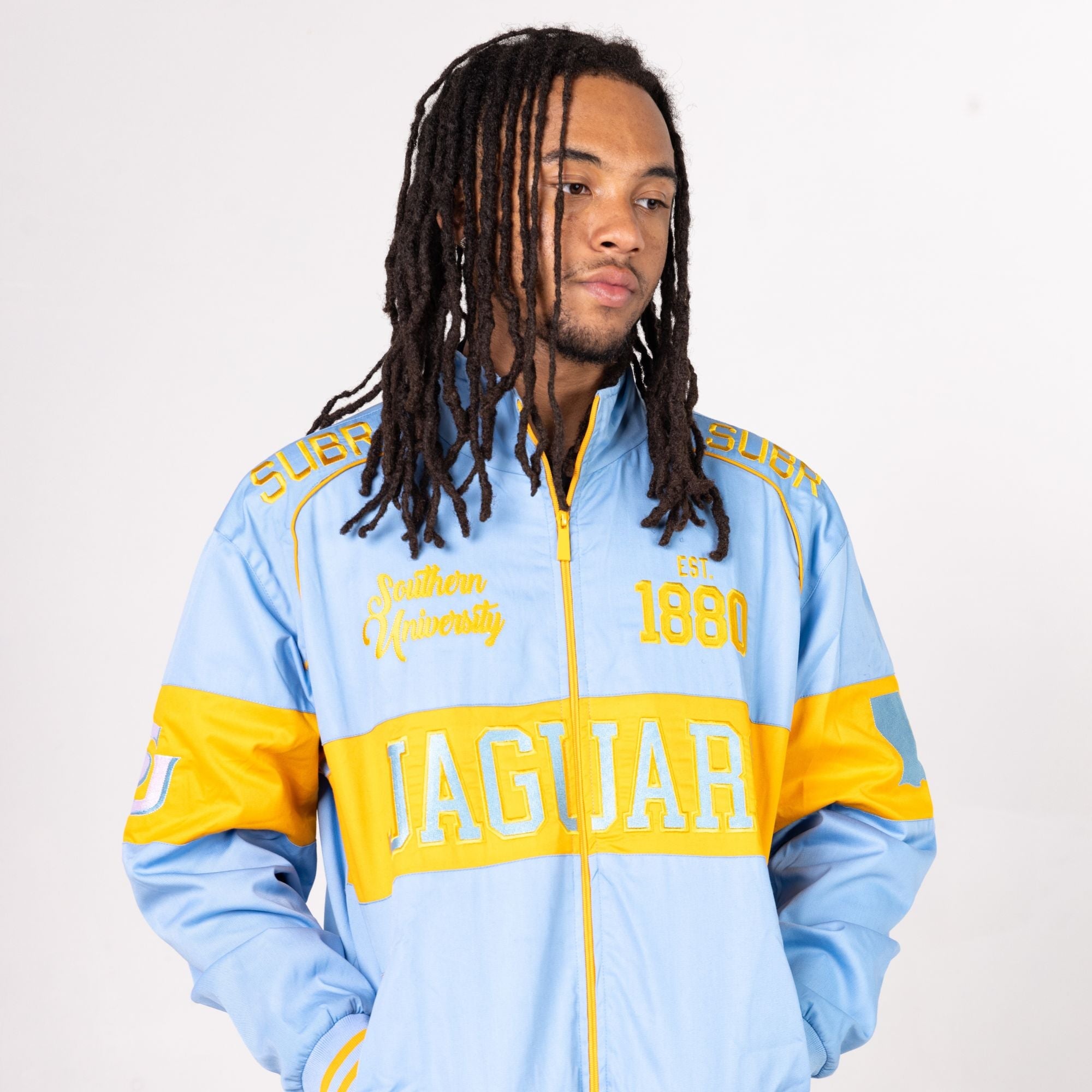 Southern University Cotton Racer Jacket Light Blue Winters Industries
