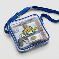 Southern University HBCU Clear Square Stadium Bag with Blue Trim Stadium Bag Winters Industries