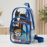 Southern University HBCU Clear Stadium Bag with Blue Trim Stadium Bag Winters Industries